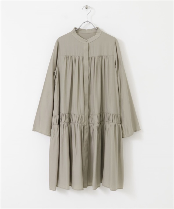 明暗格紋迷你洋裝(灰膚色-Free-其他灰色)