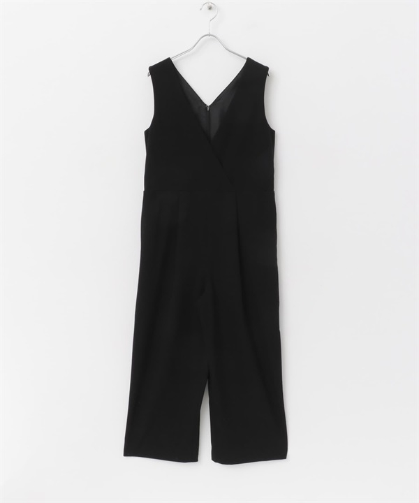 EASY CARE V領連身褲(黑色-38-BLACK)