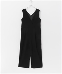 EASY CARE V領連身褲(黑色-38-BLACK)