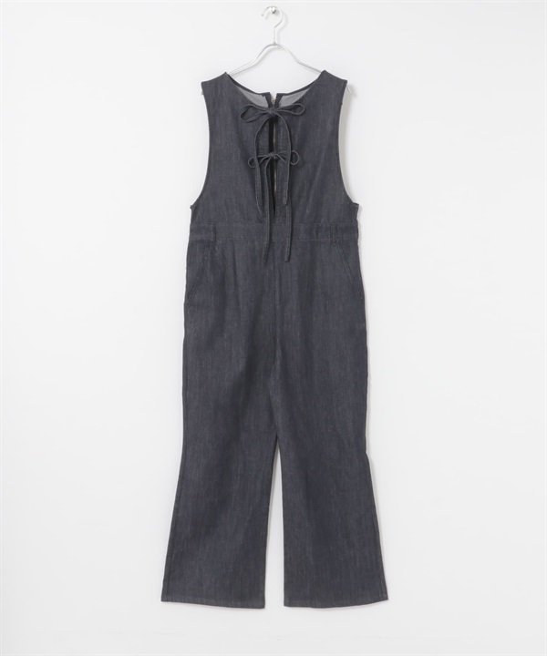 F by ROSSO 蝴蝶結牛仔連身褲(靛青色-38-INDIGO BLUE)