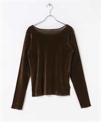 透膚絲絨縫線設計上衣(棕色-FREE-BROWN)