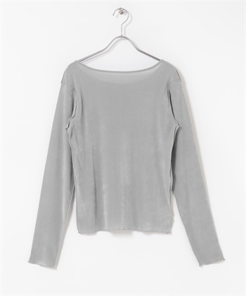 透膚絲絨縫線設計上衣(藍灰色-FREE-LIGHT BLUE)