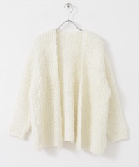 絨毛感開襟衫(米色-FREE-OFF WHITE)