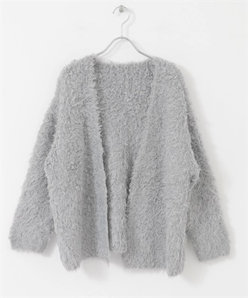 絨毛感開襟衫(灰色-FREE-GRAY)