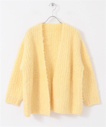絨毛感開襟衫(黃色-FREE-YELLOW)