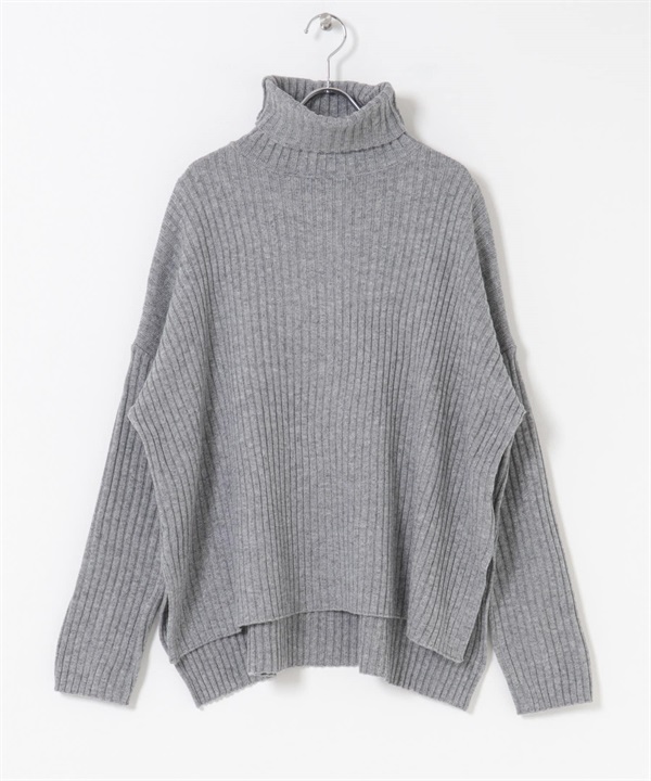 可機洗寬羅紋針織衫(灰色-FREE-GRAY)