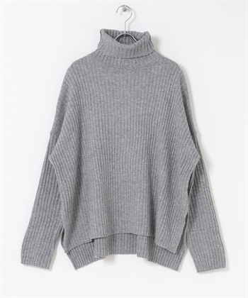 可機洗寬羅紋針織衫(灰色-FREE-GRAY)