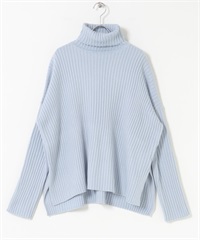 可機洗寬羅紋針織衫(淺藍色-FREE-LIGHT BLUE)