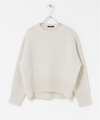 精紡羊毛背面縫線設計針織衫(珍珠白色-FREE-其他白色)