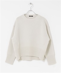 精紡羊毛背面縫線設計針織衫(珍珠白色-FREE-其他白色)