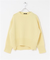 精紡羊毛背面縫線設計針織衫(檸檬黃-FREE-其他黃色)