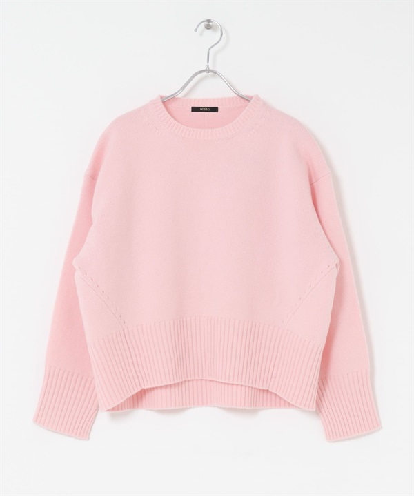 精紡羊毛背面縫線設計針織衫(粉紅色-FREE-其他粉色)