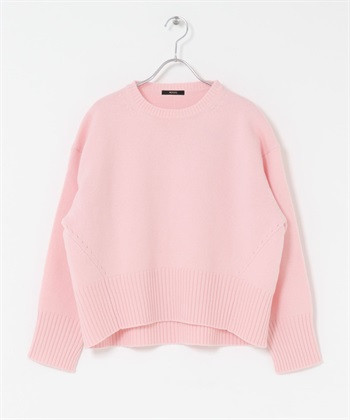 精紡羊毛背面縫線設計針織衫(粉紅色-FREE-其他粉色)