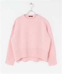 精紡羊毛背面縫線設計針織衫(粉紅色-FREE-其他粉色)