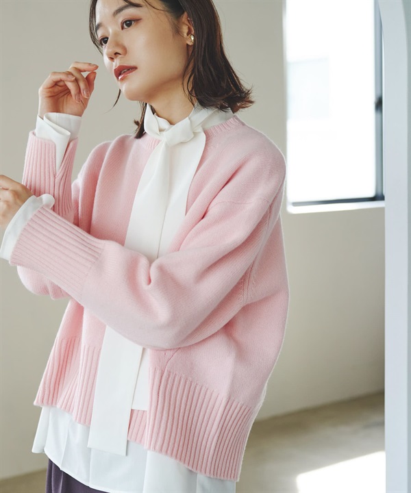 精紡羊毛背面縫線設計針織衫