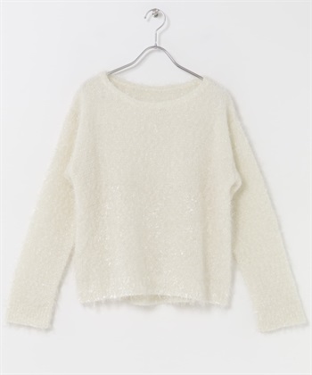 金蔥絨毛針織衫(米白色-FREE-OFF WHITE)