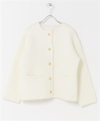 混羊毛圈圈紗針織外套(米白色-FREE-OFF WHITE)