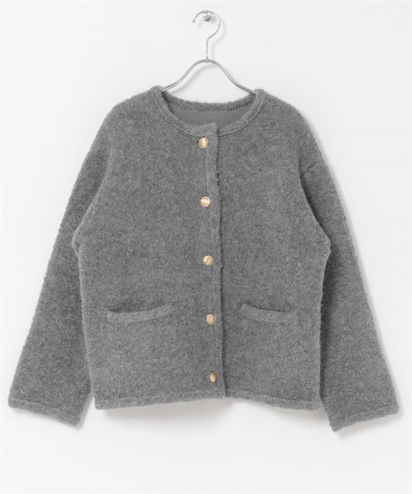 混羊毛圈圈紗針織外套(灰色-FREE-GRAY)