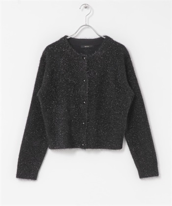 金蔥絨毛開襟衫(黑色-FREE-BLACK)