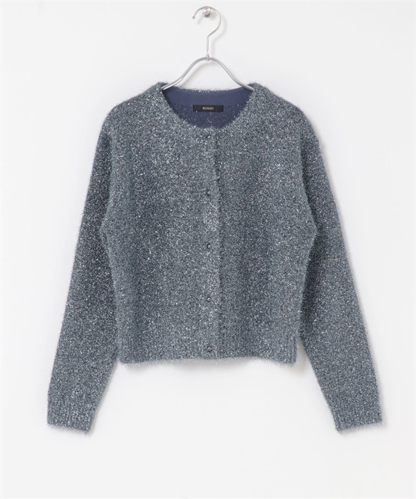 金蔥絨毛開襟衫(藍灰色-FREE-其他藍色)