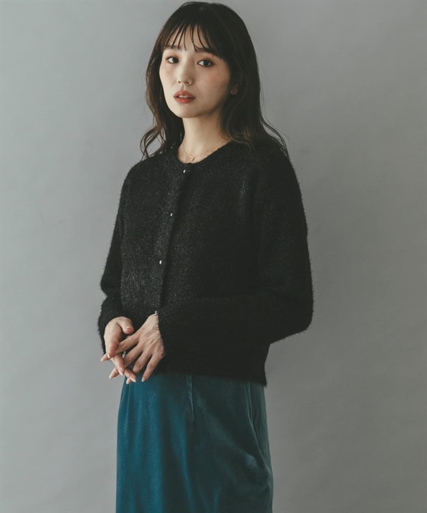 金蔥絨毛開襟衫