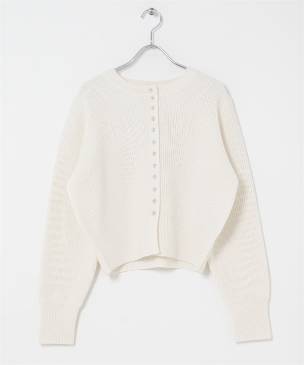 珠扣設計針織開襟衫(白色-FREE-WHITE)