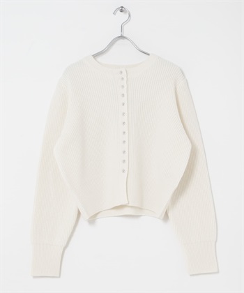 珠扣設計針織開襟衫(白色-FREE-WHITE)