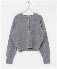 珠扣設計針織開襟衫(灰色-FREE-GRAY)