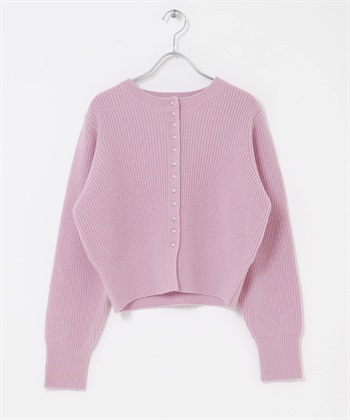 珠扣設計針織開襟衫(粉紅色-FREE-PINK)