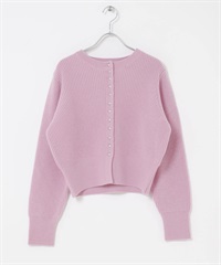 珠扣設計針織開襟衫(粉紅色-FREE-PINK)