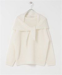 F by ROSSO 馬海毛針織衫 × 針織領巾(米白色-FREE-OFF WHITE)