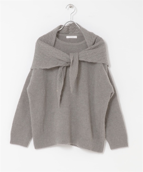 F by ROSSO 馬海毛針織衫 × 針織領巾(灰色-FREE-GRAY)