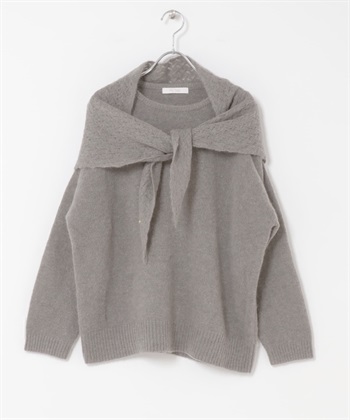 F by ROSSO 馬海毛針織衫 × 針織領巾(灰色-FREE-GRAY)