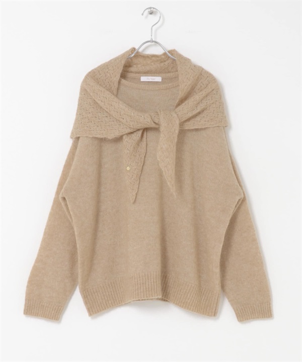 F by ROSSO 馬海毛針織衫 × 針織領巾(膚色-FREE-BEIGE)