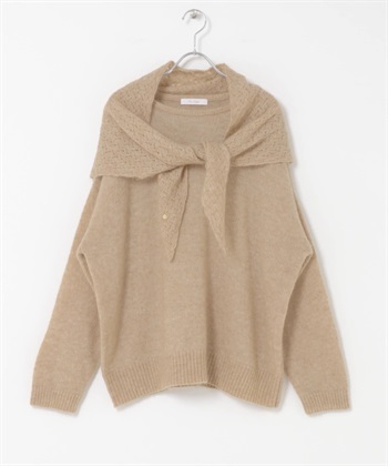 F by ROSSO 馬海毛針織衫 × 針織領巾(膚色-FREE-BEIGE)