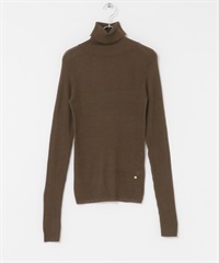 F by ROSSO 可水洗透膚羅紋高領針織衫(棕色-FREE-BROWN)