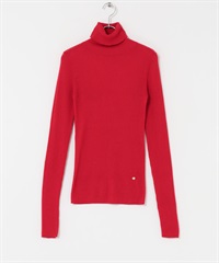 F by ROSSO 可水洗透膚羅紋高領針織衫(紅色-FREE-RED)