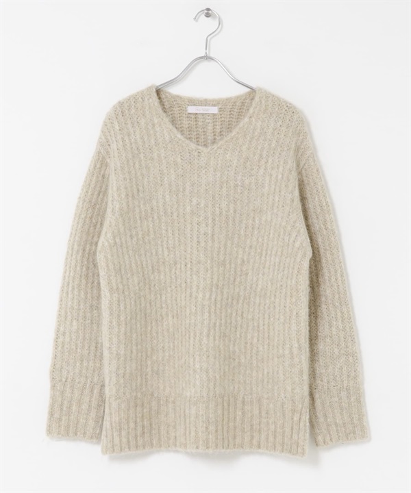 F by ROSSO 混色紗V領針織衫(膚色-FREE-BEIGE)