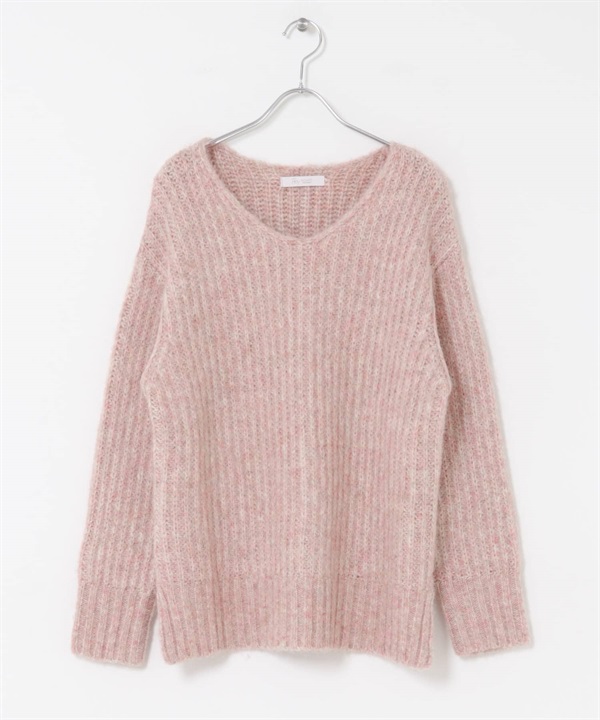 F by ROSSO 混色紗V領針織衫(粉紅色-FREE-PINK)