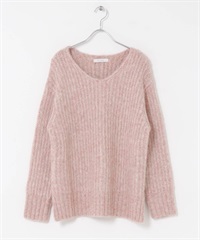 F by ROSSO 混色紗V領針織衫(粉紅色-FREE-PINK)