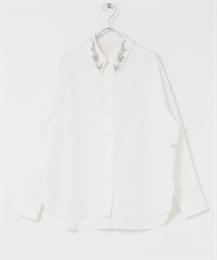 2WAY寶石領寬版襯衫(白色-FREE-WHITE)