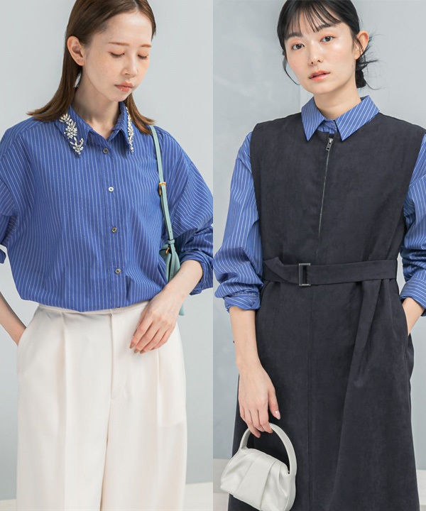 2WAY寶石領寬版襯衫