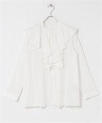 荷葉領襯衫(白色-FREE-WHITE)