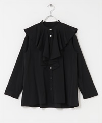 荷葉領襯衫(黑色-FREE-BLACK)