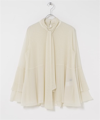 金蔥薄紗傘狀袖罩衫(米白色-FREE-OFF WHITE)