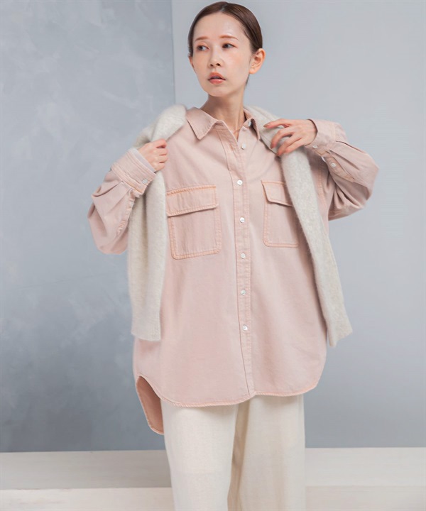 牛仔寬版襯衫