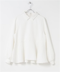 F by ROSSO 蕾絲領荷葉下襬罩衫(米白色-FREE-OFF WHITE)