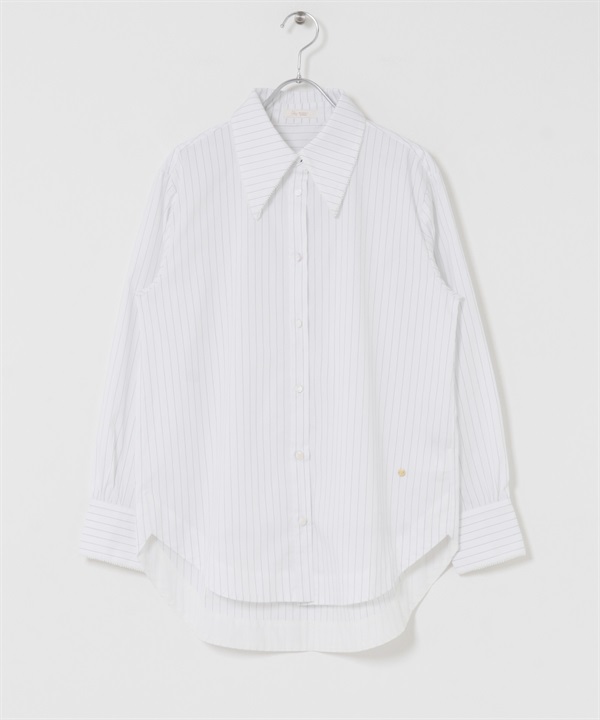 F by ROSSO 蕾絲滾邊大領片襯衫(條紋-FREE-其他白色)