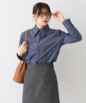 F by ROSSO 蕾絲滾邊大領片襯衫