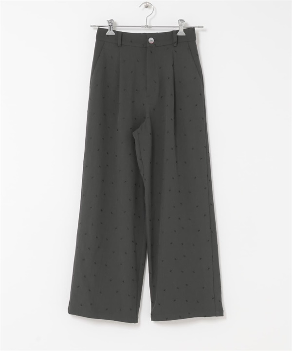 F by ROSSO 愛心刺繡打褶寬褲(GRAY-36-GRAY)